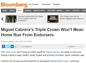 Bloomberg News: Cabrera's Triple Crown