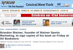 Brandon Steiner to sign his book at SU Bookstore