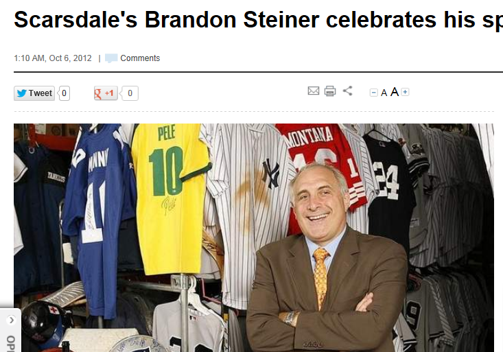 Scarsdale's Brandon Steiner celebrates his sports empire