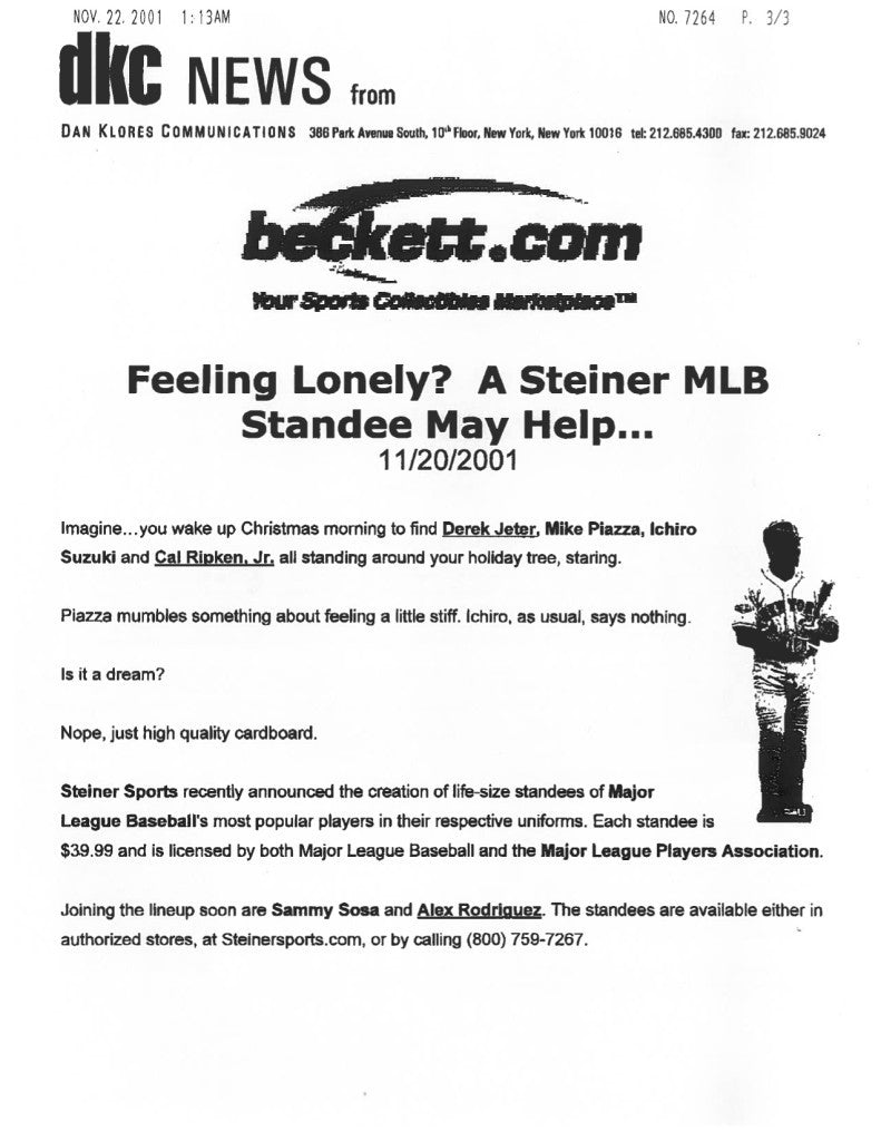 Feeling Lonely? A Steiner MLB Standee May Help...